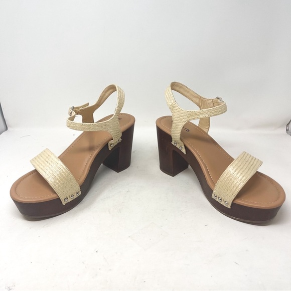 NEW Torrid Woodgrain Platform Heel Sandal (WW) Tan Brown Chunky Size 12 - Picture 6 of 10